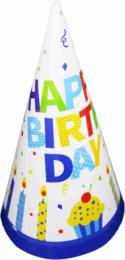 Paper Hats Happy Birthday 9 - Inch 6 - Pcs 0830037 - Colorland Toys