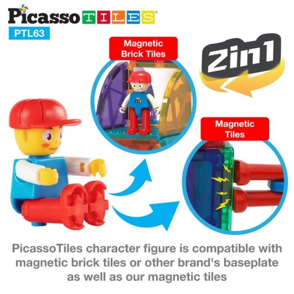 Picasso Magnetic Bricks & Tiles 63 - Pcs PTL63 - Colorland Toys