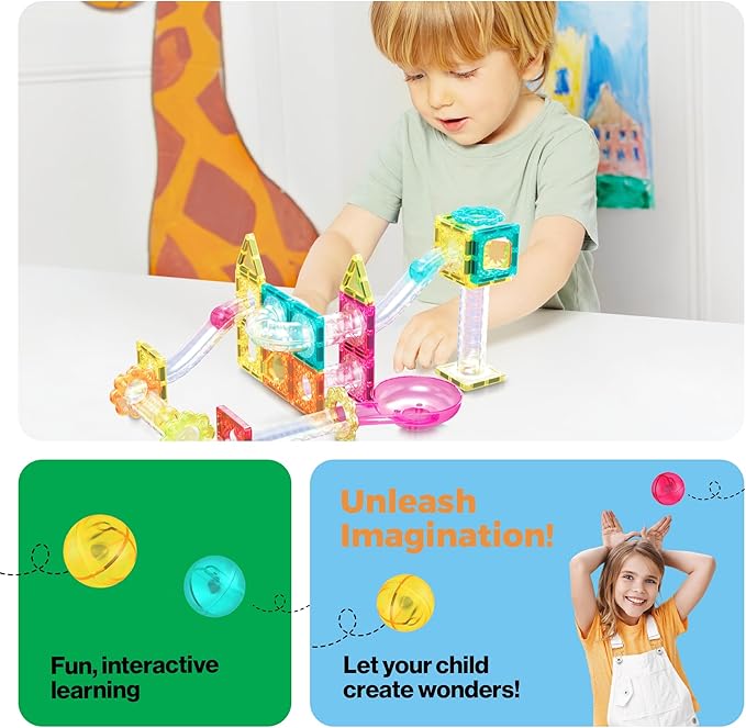 Picasso Magnetic Building Blocks Mini Diamond Series - Run Track 45 - Pcs PTMG45 - Colorland Toys