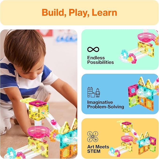 Picasso Magnetic Building Blocks Mini Diamond Series - Run Track 45 - Pcs PTMG45 - Colorland Toys