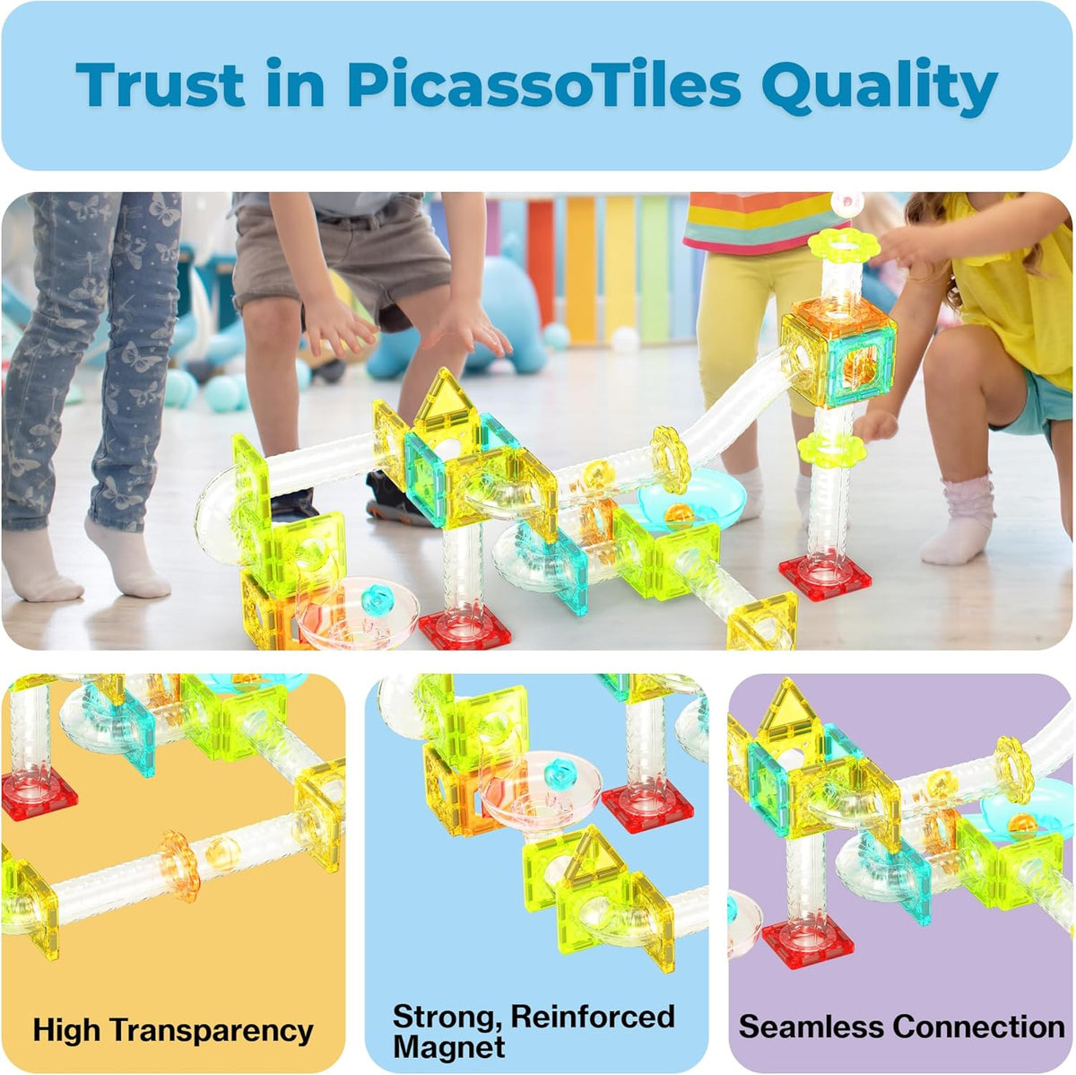 Picasso Magnetic Building Blocks Mini Diamond Series-Run Track 45-Pcs PTMG45 — image 3