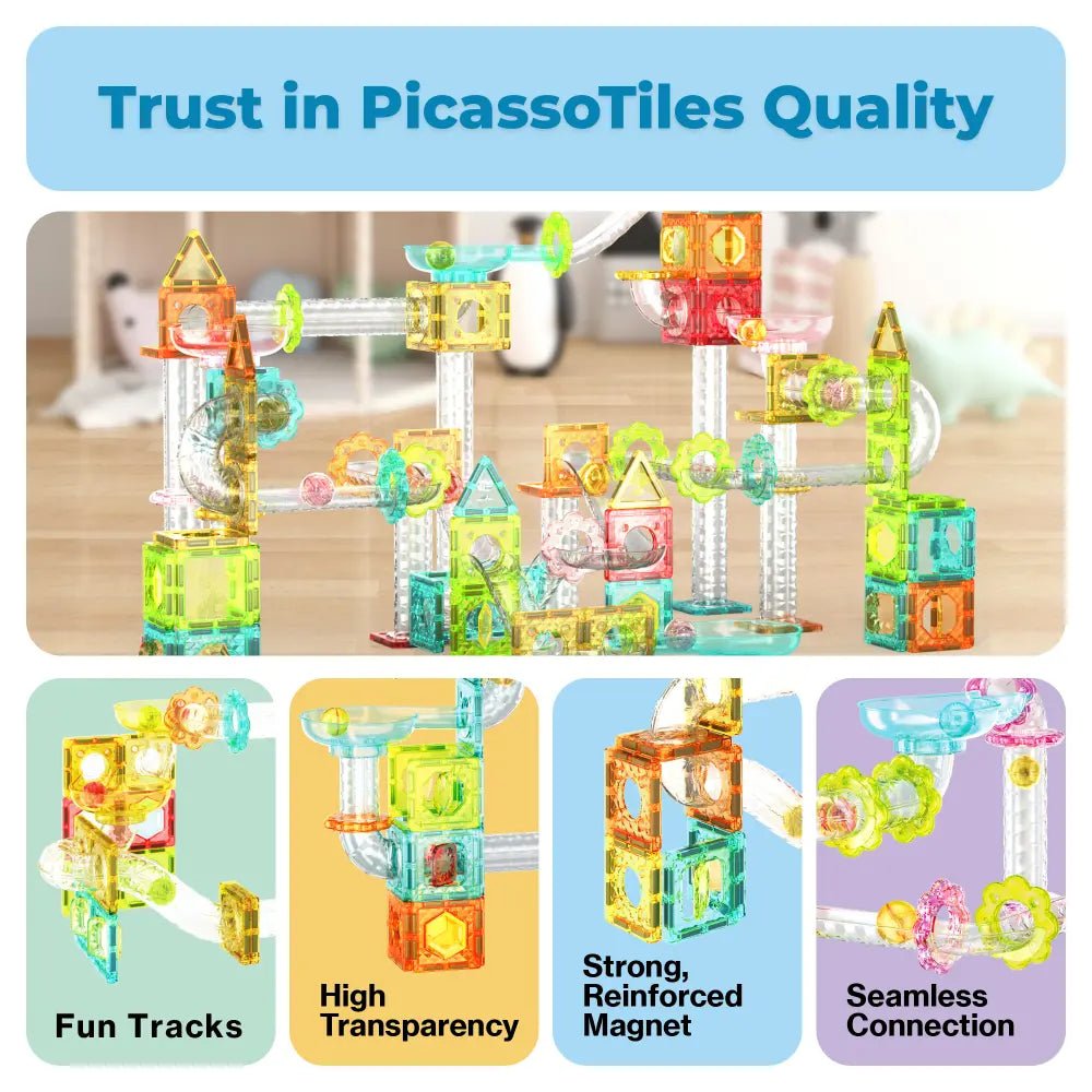 Picasso Magnetic Building Blocks Mini Diamond Series - Run Track 60 - Pcs PTMG60 - Colorland Toys