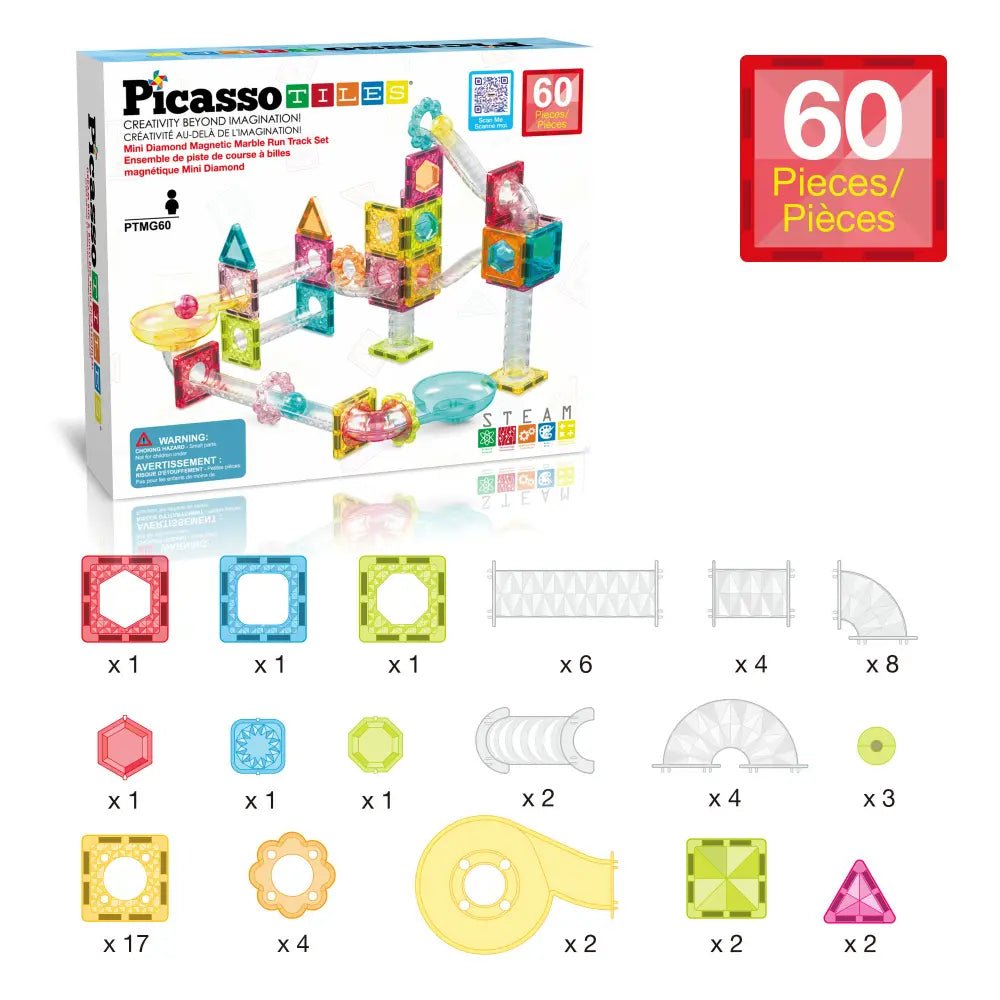 Picasso Magnetic Building Blocks Mini Diamond Series-Run Track 60-Pcs PTMG60 — image 3
