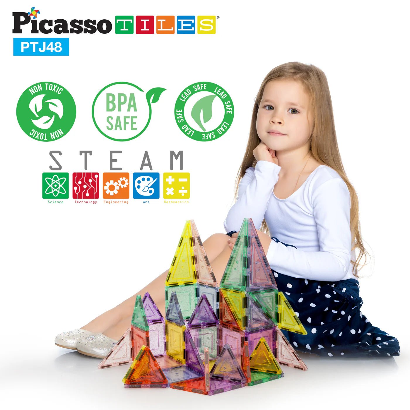 Picasso Magnetic Pastel Glitter 48 - Pcs PTJ48 - Colorland Toys