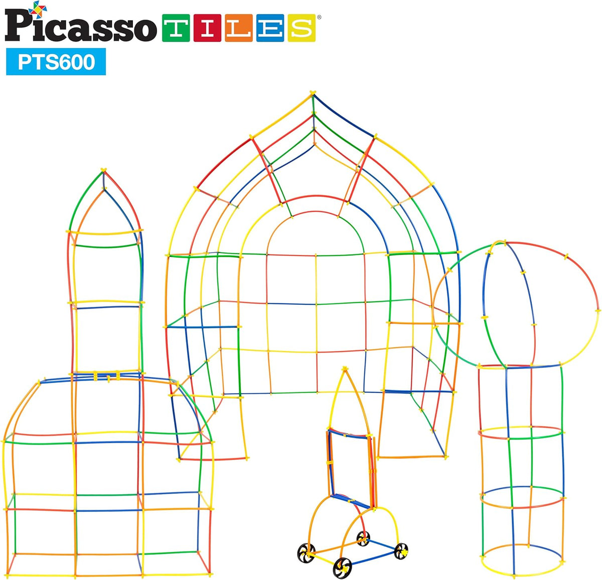 PicassoTiles 600-Piece Magnetic Straw Construction Set – STEM Learning Building Kit (PTS600) — image 4
