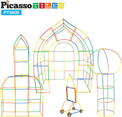PicassoTiles 600 - Piece Magnetic Straw Construction Set – STEM Learning Building Kit (PTS600) - Colorland Toys