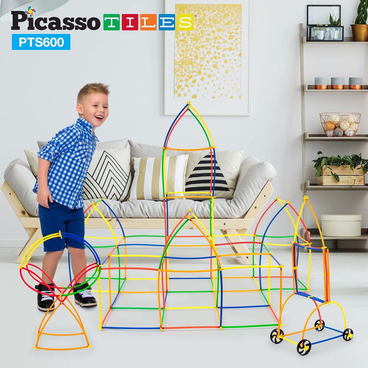 PicassoTiles 600-Piece Magnetic Straw Construction Set – STEM Learning Building Kit (PTS600) — image 7