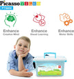 PicassoTiles 600-Piece Magnetic Straw Construction Set – STEM Learning Building Kit (PTS600)