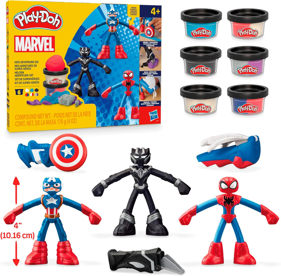 Play-Doh Marvel Heroes Adventure Set – Captain America, Spider-Man, Black Panther