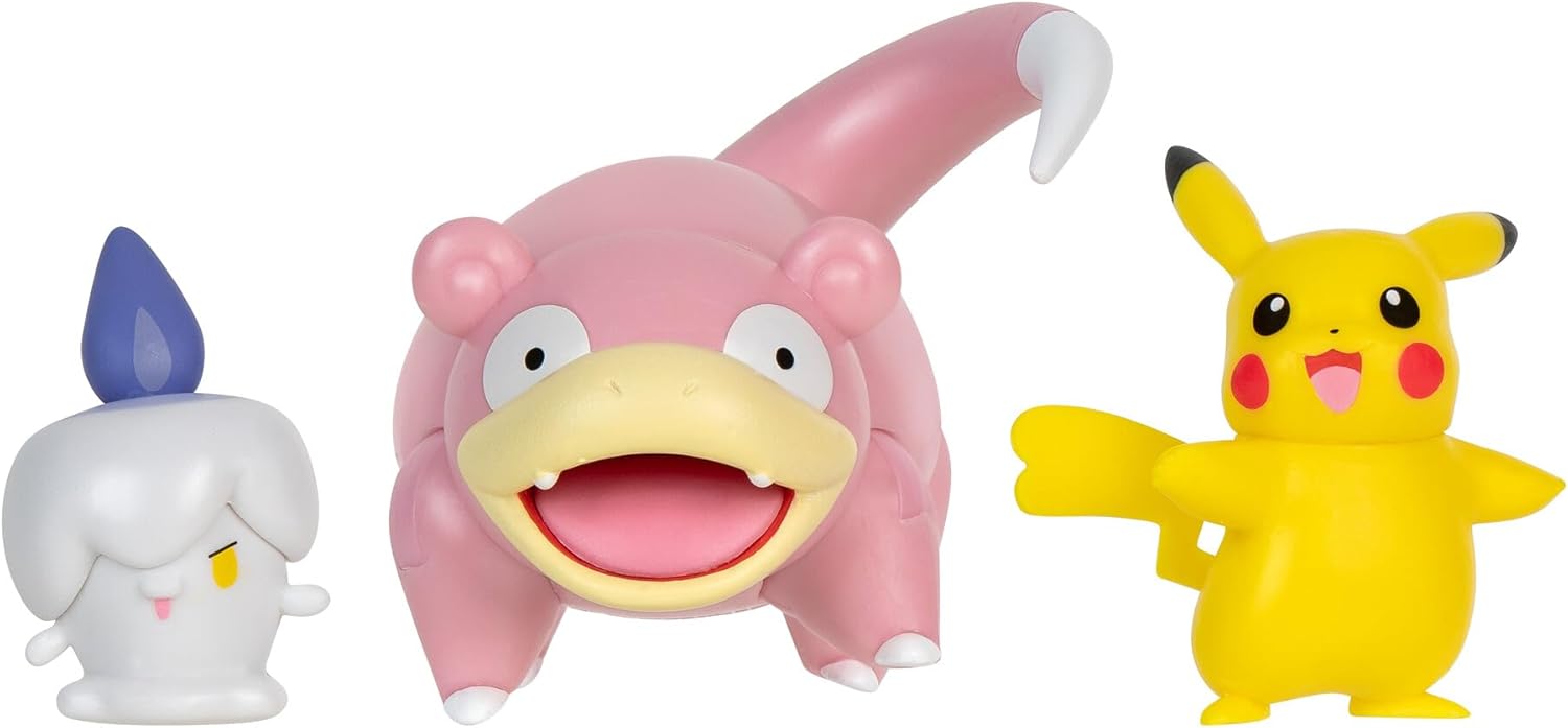 Pokemon Battle Figure 3 Pack Set - Slowpoke + Litwick + Pikachu PKW3056/95155 - Colorland Toys