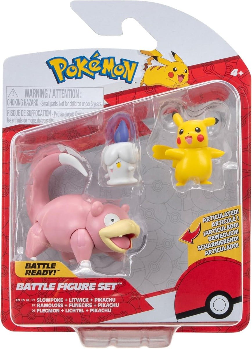 Pokemon Battle Figure 3 Pack Set - Slowpoke + Litwick + Pikachu PKW3056/95155 - Colorland Toys