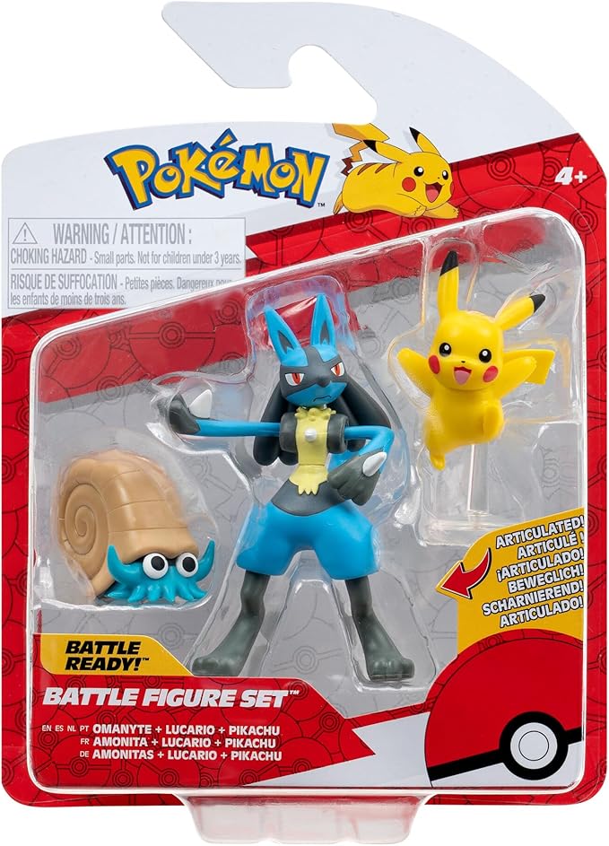 Pokemon Battle Figure Set Omanyte + Lucario + Pikachu 3-Pack — image 1