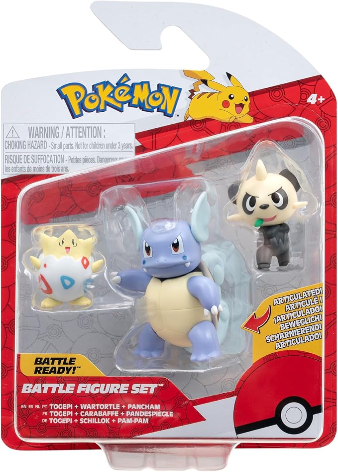 Pokemon Battle Figure Set Togepi + Wartotle + Pancham 3-Pack