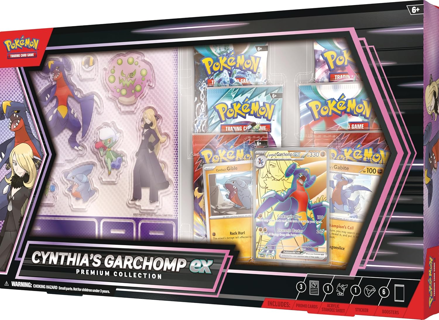 Pokémon TCG: Cynthia’s Garchomp ex Premium Collection – 6 Booster Packs, Promo Cards & Display Accessories - Colorland Toys