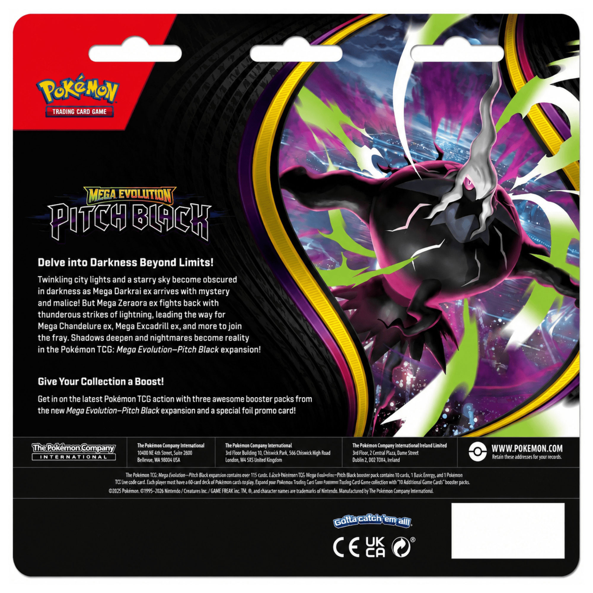 Pokémon TCG: Mega Evolution Pitch Black 3 Pack Blister ME-05 - Colorland Toys
