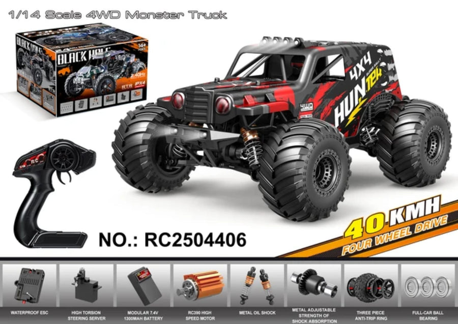 Polar Lights 4-WD Monster Truck RC Car Red 1:14 Scale HS14311 — image 1
