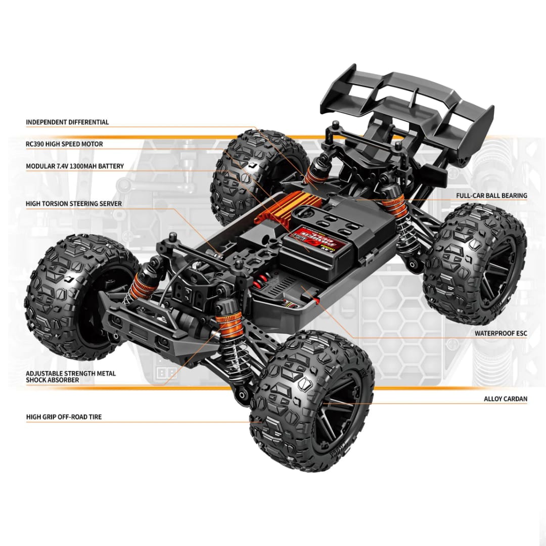 Polar Lights 4-WD Monster Truck RC Car Red 1:14 Scale HS14311 — image 2