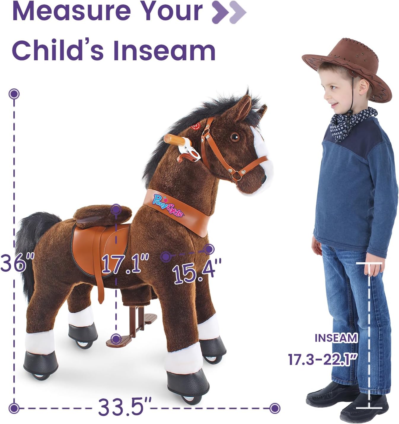 PonyCycle Ride On Horse Age 3 - 5 Chocolate Brown U - 321 - Colorland Toys
