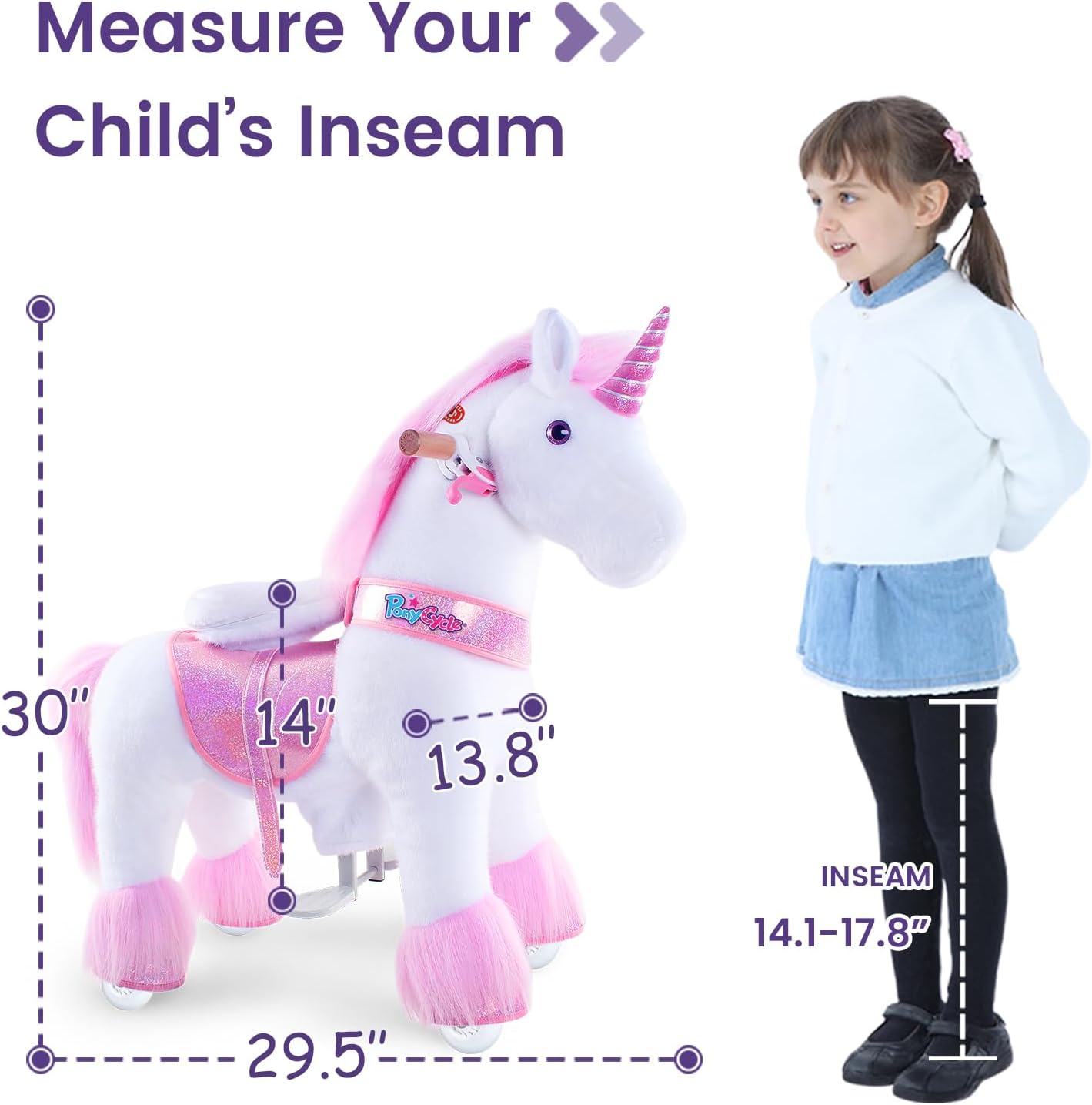 PonyCycle Ride On Horse Age 3 - 5 Pink U - 302 - Colorland Toys