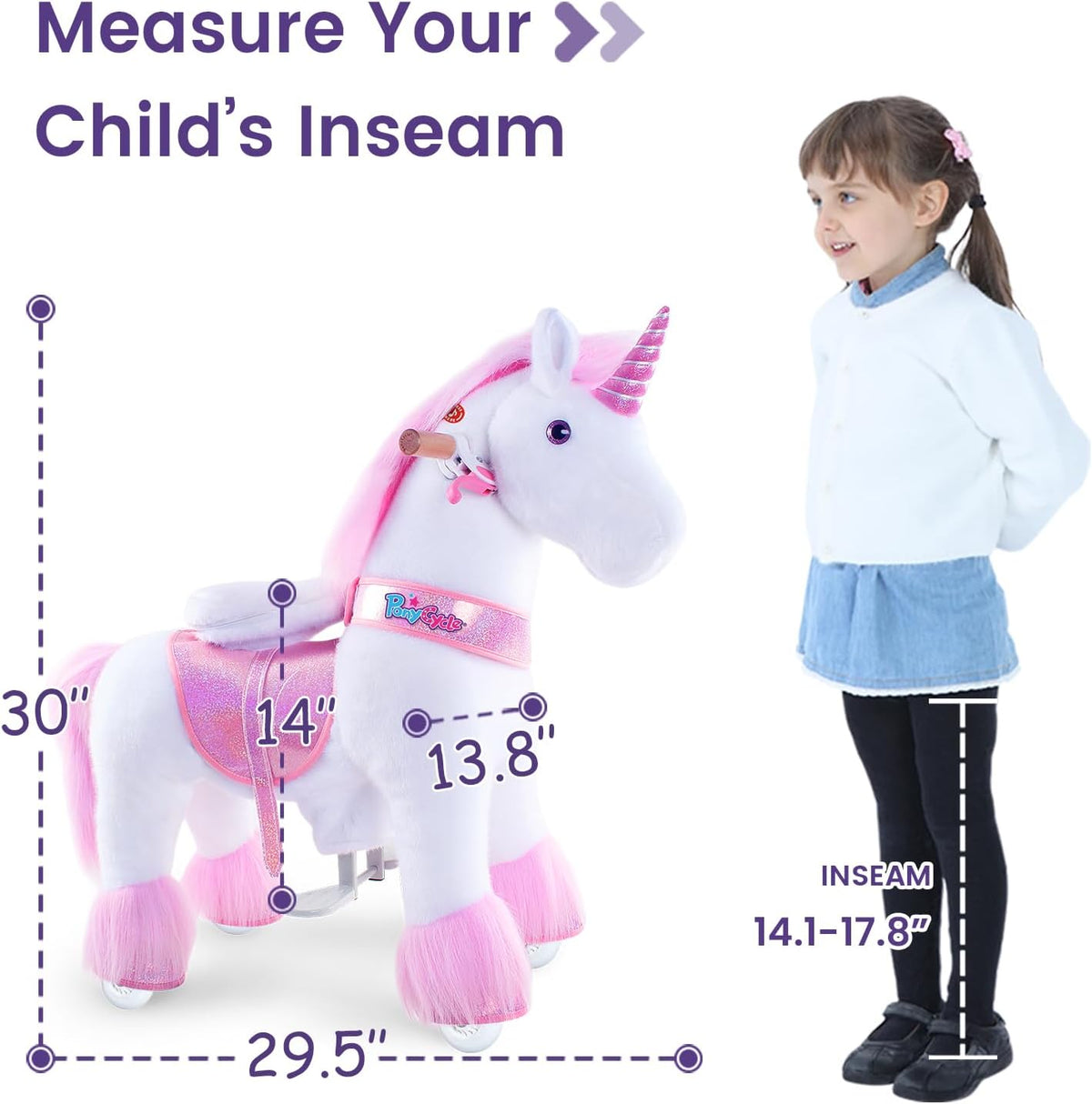 PonyCycle Ride On Horse Age 3-5 Pink U-302 — image 3
