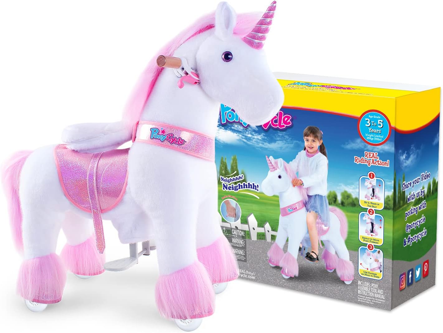PonyCycle Ride On Horse Age 3 - 5 Pink U - 302 - Colorland Toys
