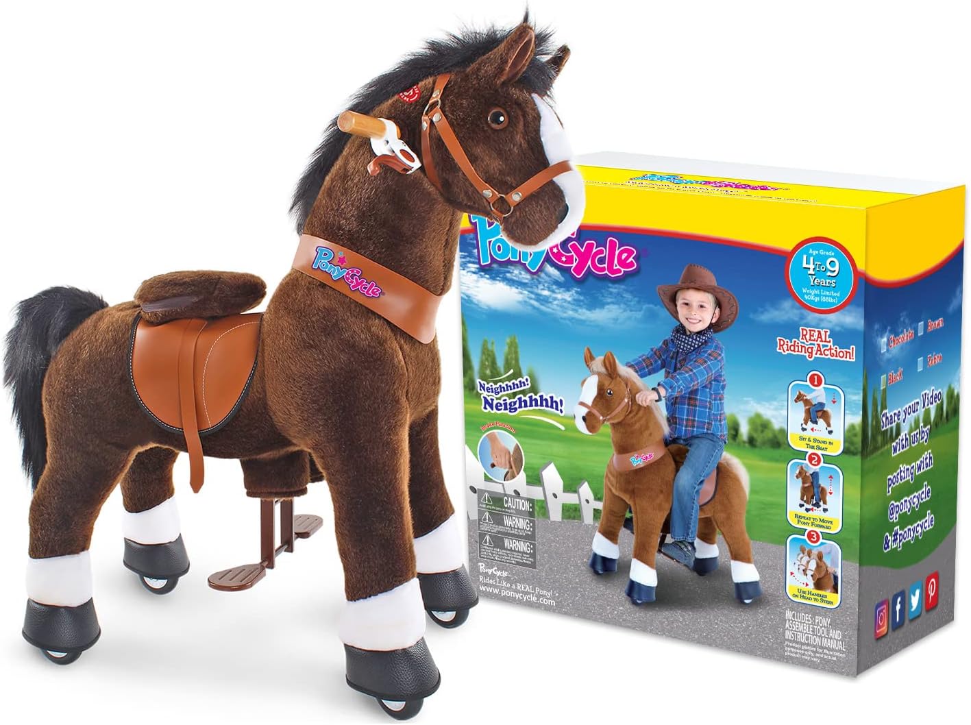 PonyCycle Ride On Horse Age 4 - 9 Chocolate Brown U - 421 - Colorland Toys