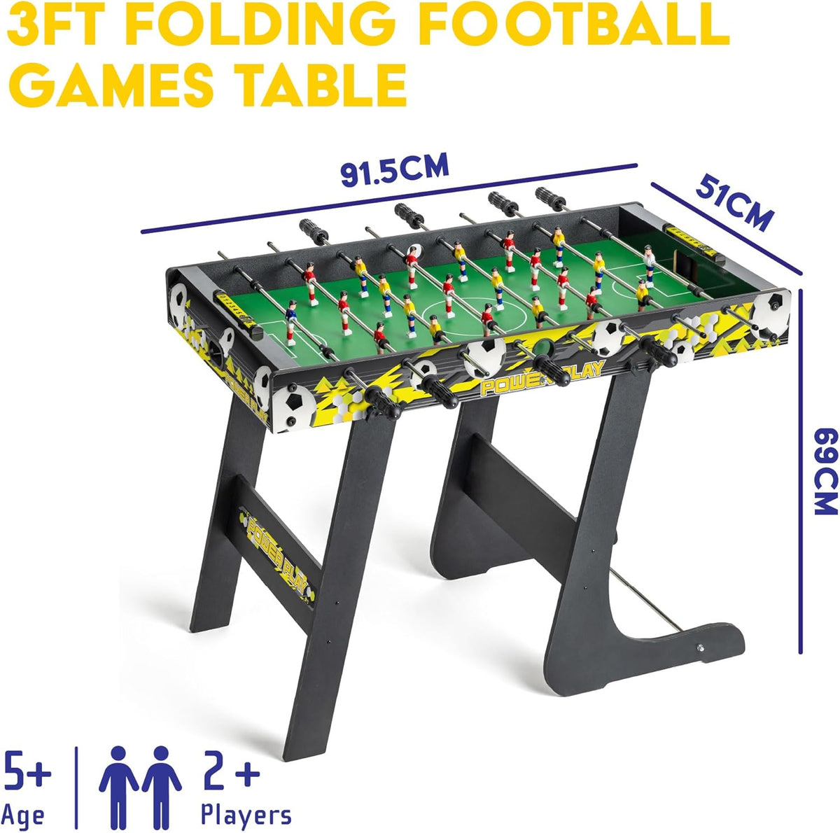 Powerplay 3ft Folding Football Foosball Table Game TY6603-BK — image 3