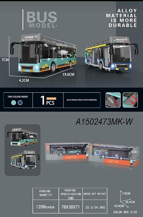 Pullback Diecast Car City and Space Bus YD630A - Colorland Toys