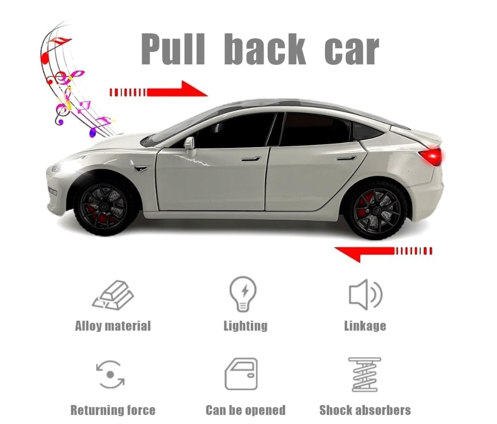 Pullback Diecast Car Metal Tesla HCL - 911A - Colorland Toys
