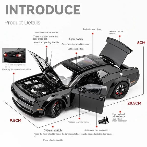 Pullback Dodge Challenger SRT Die-Cast 1:24 Scale Asstd. CZ200A — image 2