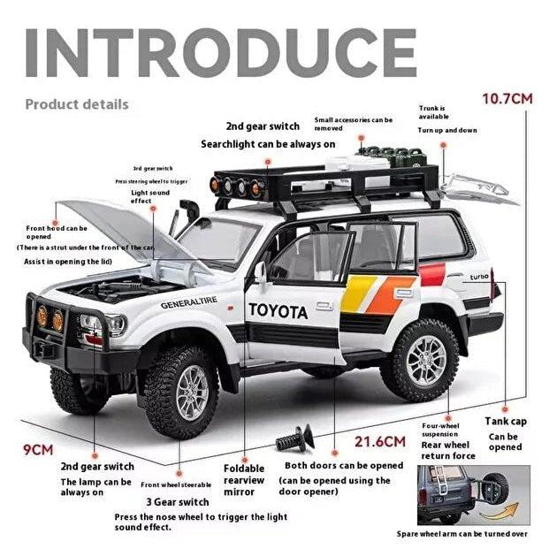 Pullback Toyota Land Cruiser LC80 Off-Road Die-Cast 1:24 Scale Asstd. CZ609A — image 2