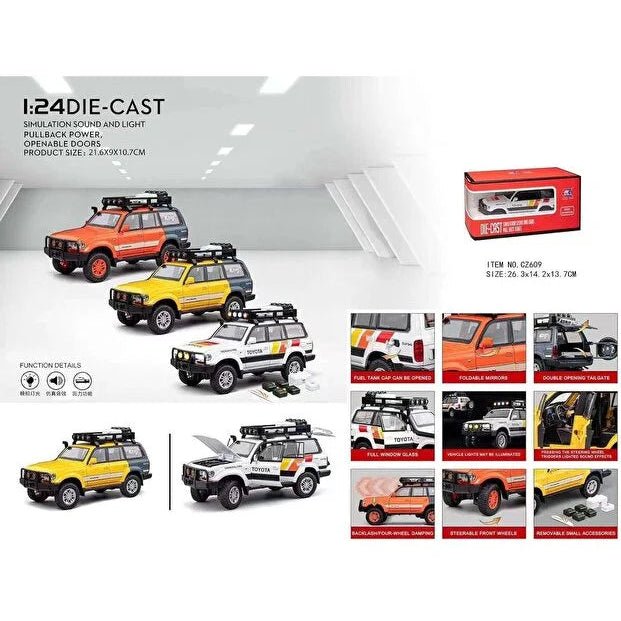 Pullback Toyota Land Cruiser LC80 Off-Road Die-Cast 1:24 Scale Asstd. CZ609A — image 6