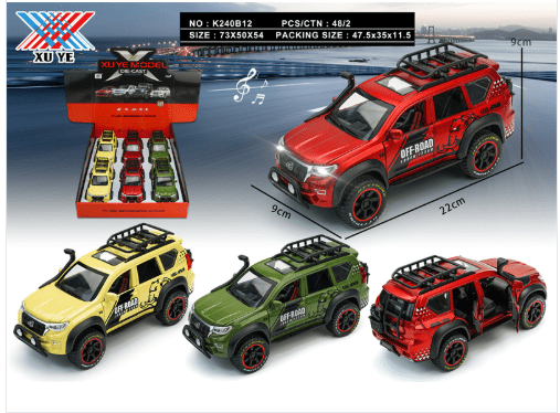 Pullback Toyota Prado Off - Road Die - Cast 1:24 Scale Asstd. K240B12 - Colorland Toys