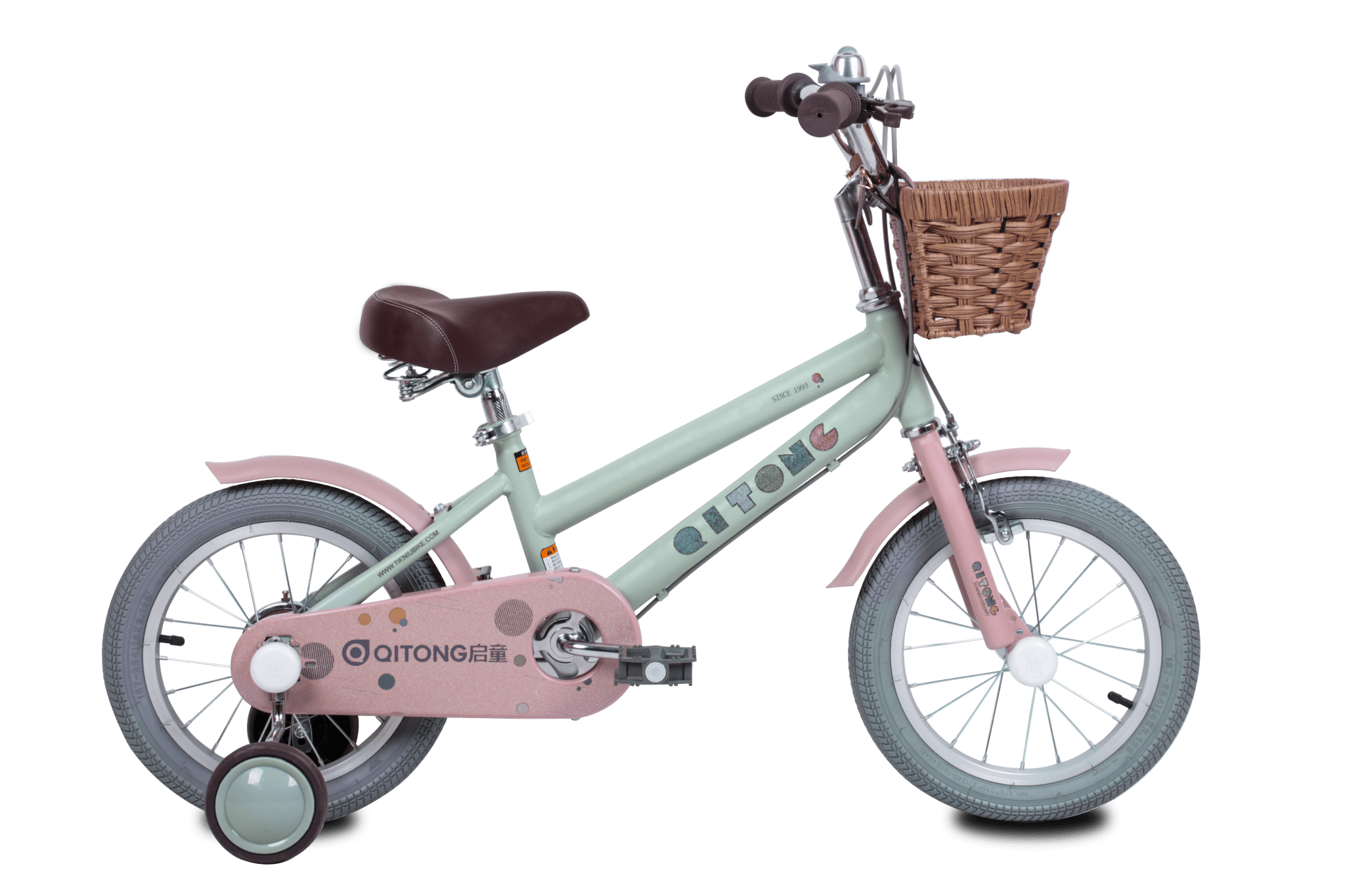 Qitong Bicycle With Basket 16 Inch Green TN23A01 16IN - Colorland Toys