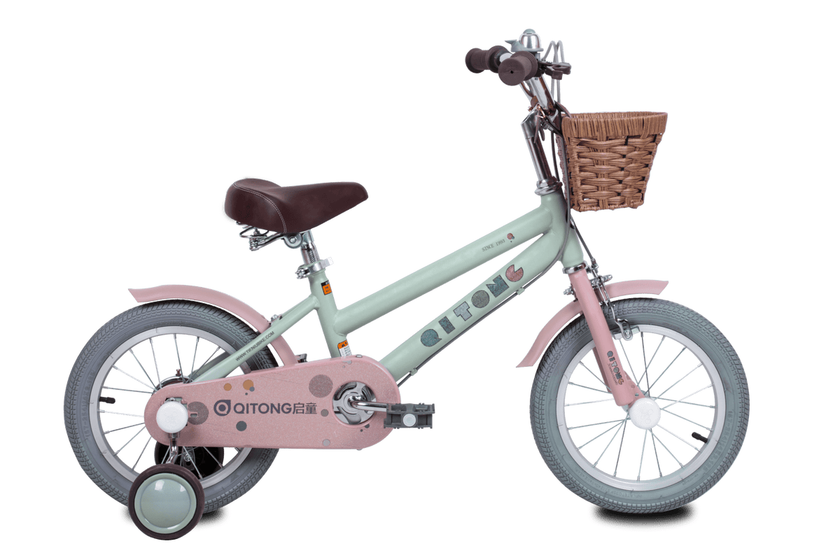 Qitong Bicycle With Basket 14 Inch Green TN23A01 14IN — image 1