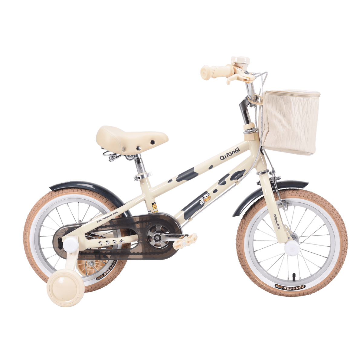 Qitong Cow Bicycle With Basket 14 Inch Green TN24Q61 — image 1