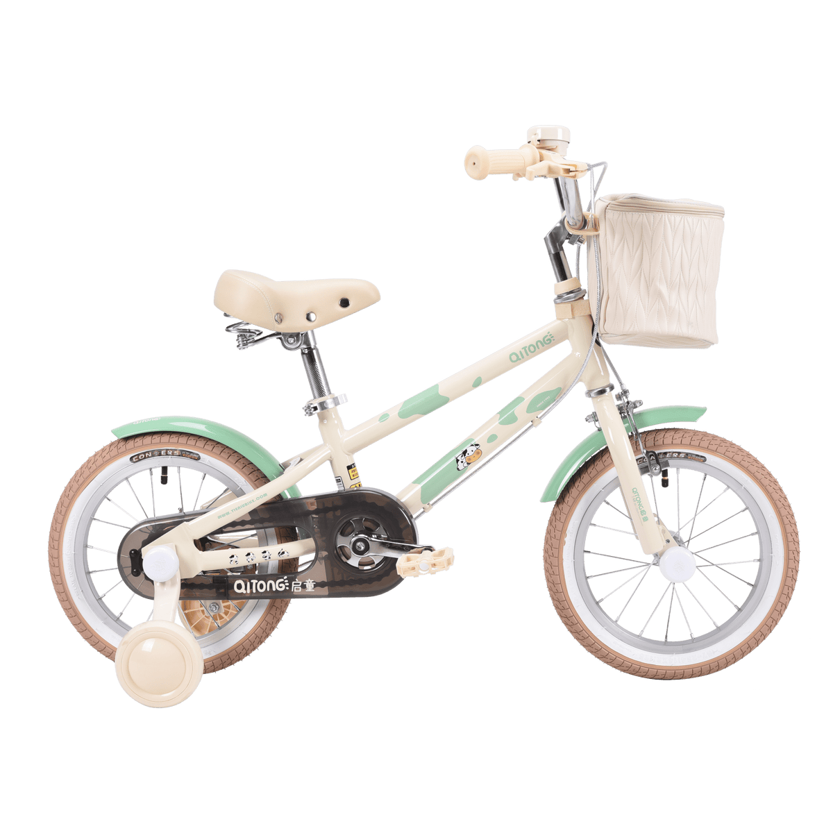 Qitong Cow Bicycle With Basket 16 Inch Green TN24Q61 — image 1