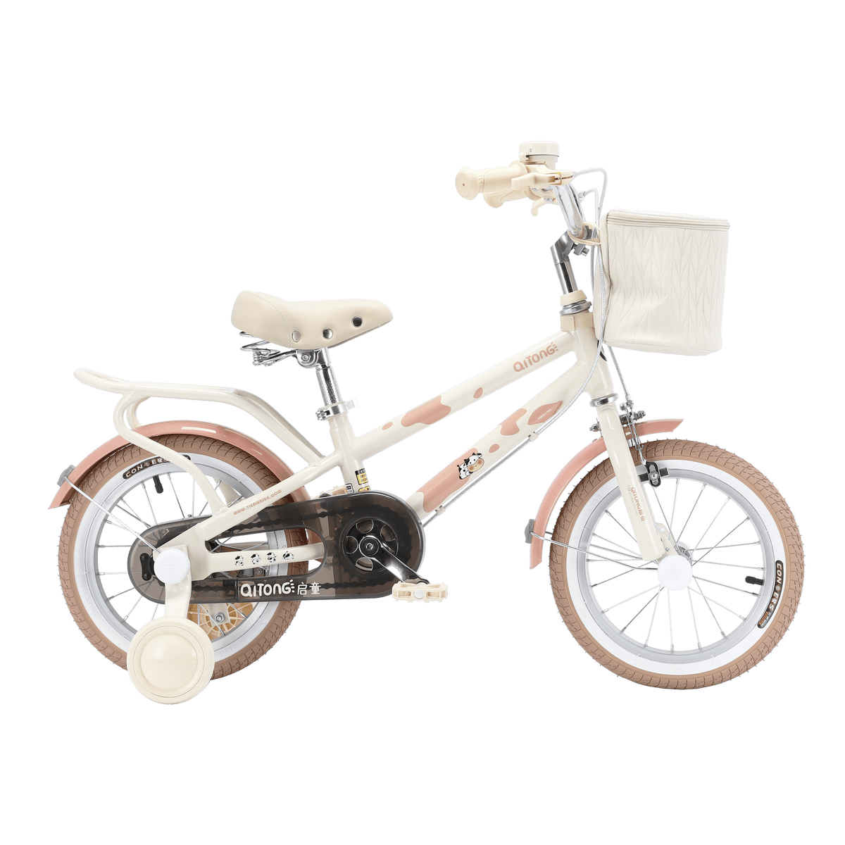 Qitong Cow Bicycle With Basket 16 Inch Pink TN24Q64 — image 1