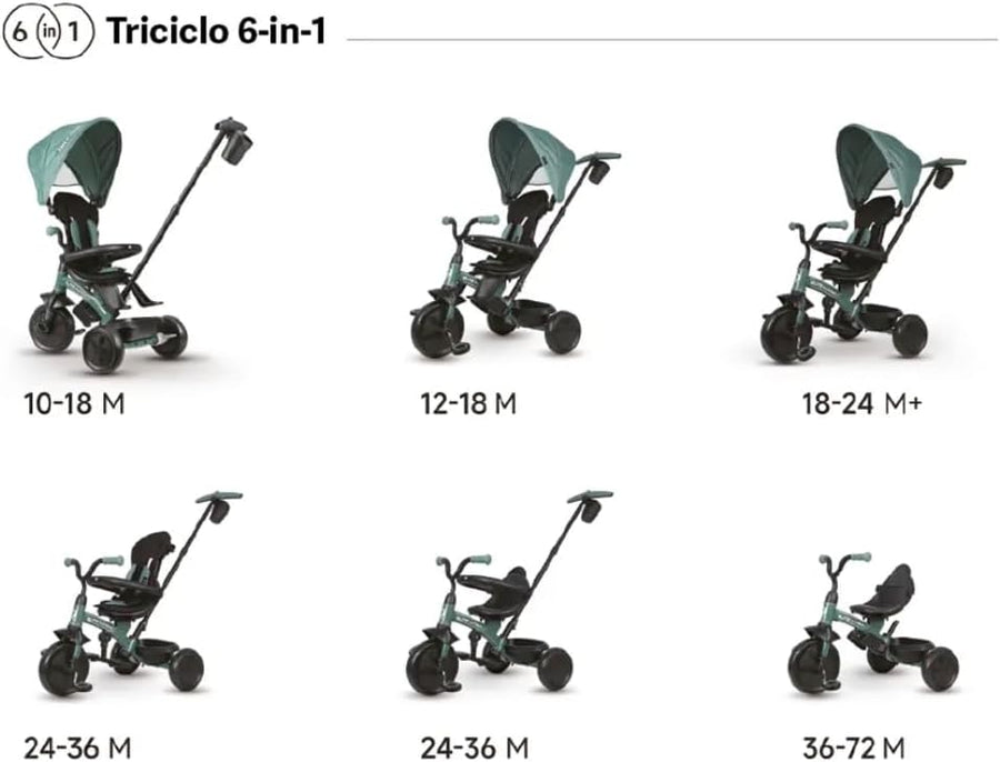 Qplay Elite Platinum 6-in-1 Tricycle Grey T10-ZB — image 2