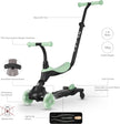 QPlay Sema EVO 5-in-1 Ride-On Scooter with LED, Green