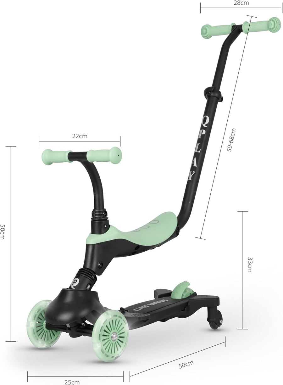 QPlay Sema EVO 5-in-1 Ride-On Scooter with LED, Green — image 9