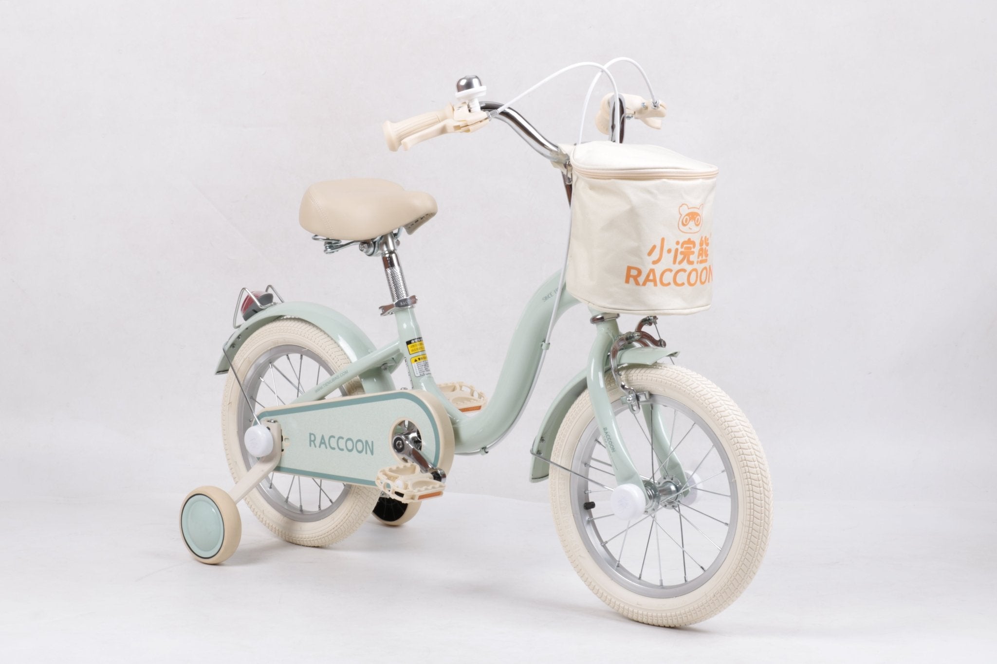 Raccoon Bicycle With Basket 14 Inch Green TN23R06 14IN - Colorland Toys