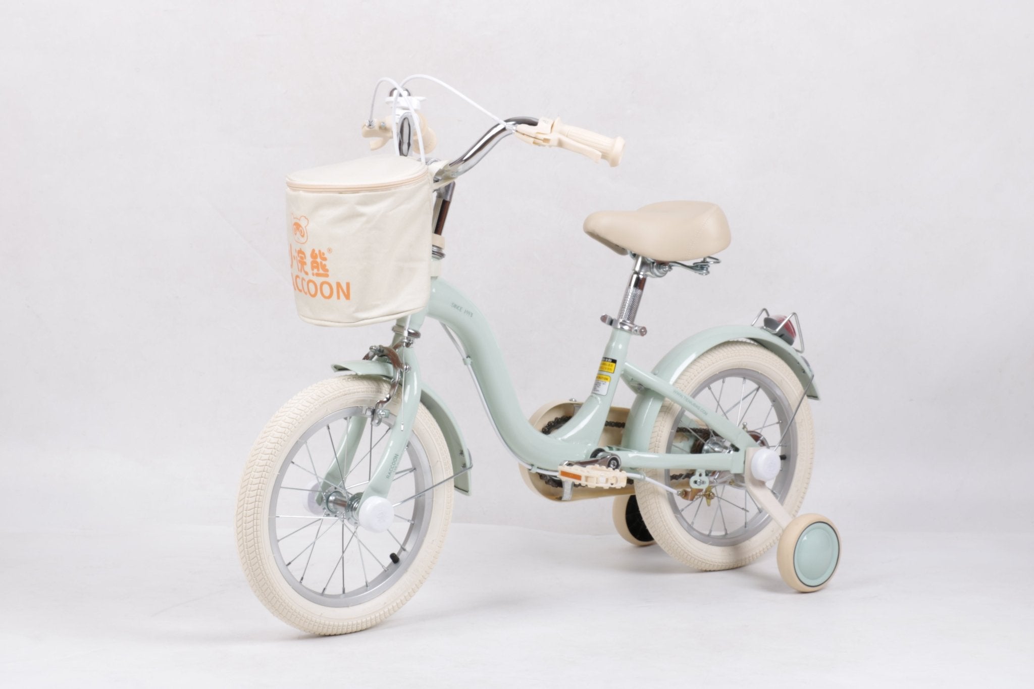 Raccoon Bicycle With Basket 14 Inch Green TN23R06 14IN - Colorland Toys