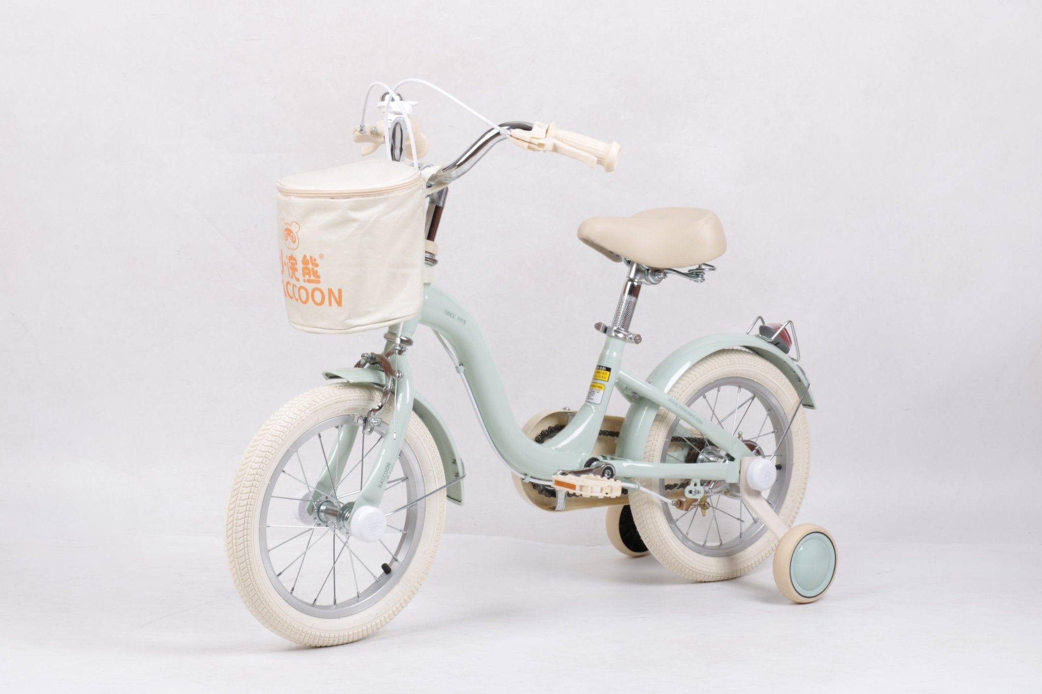 Raccoon Bicycle With Basket 14 Inch Green TN23R06 14IN - Colorland Toys