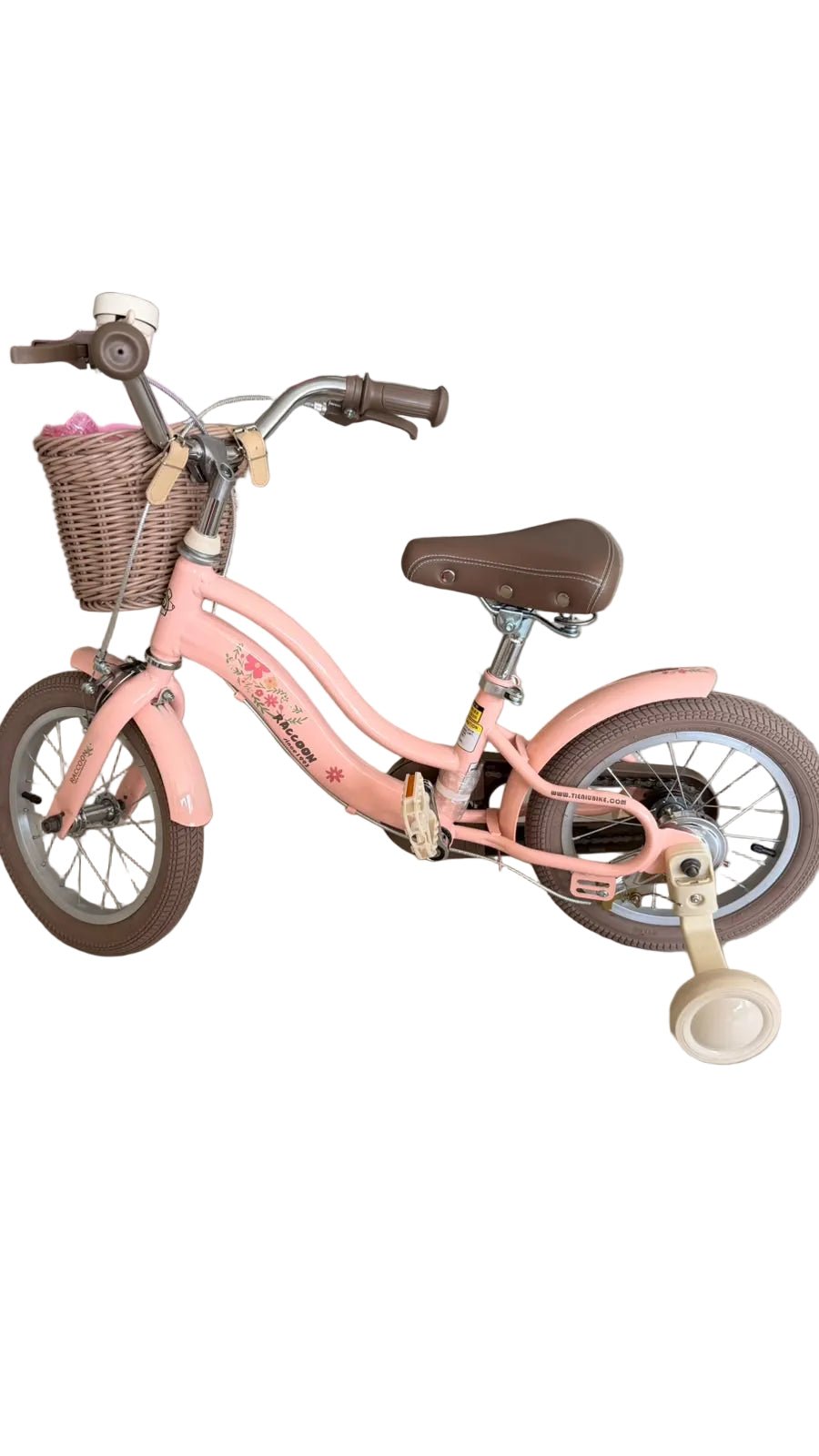 Raccoon Bicycle With Basket 14 Inch Pink TN24R65 14IN - Colorland Toys
