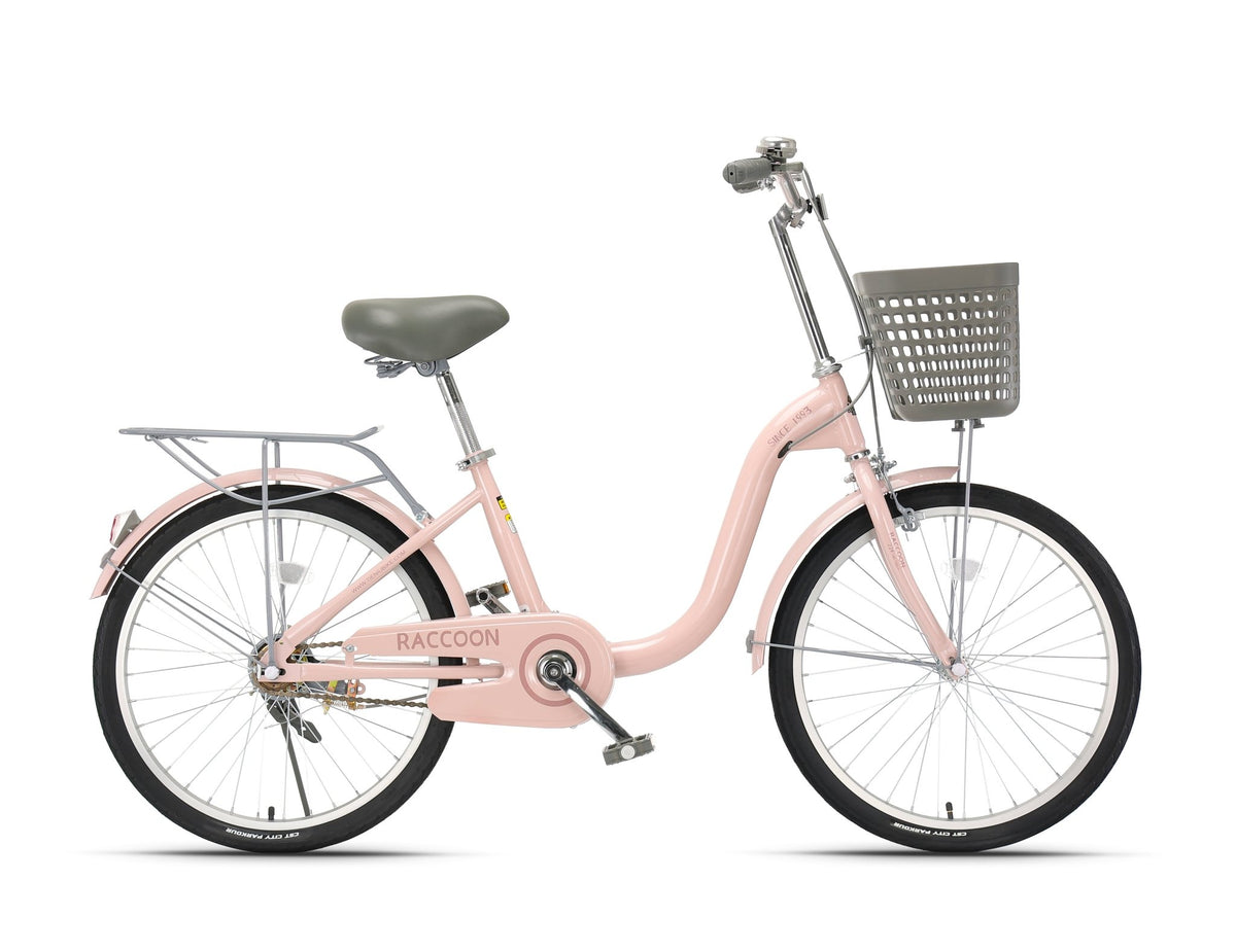 Raccoon Bicycle With Basket 20 Inch Pink TN24R78 — image 1