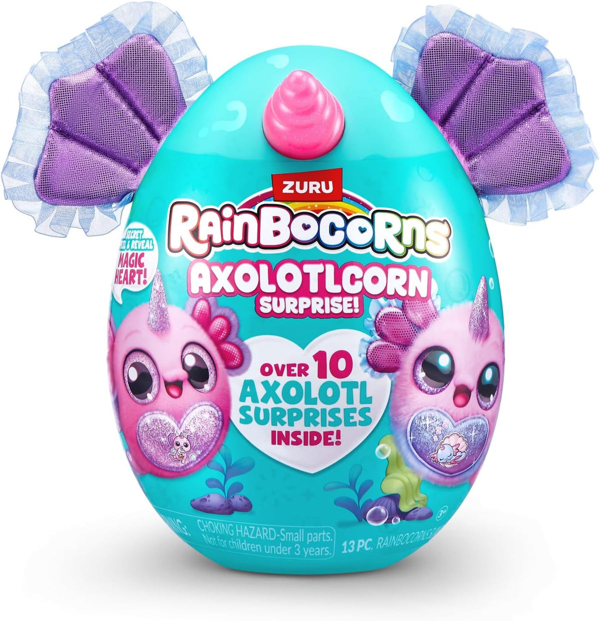 Rainbocorns Sparkle Heart Axolotlcorn Surprise Series 1 Plush, Zuru — image 5