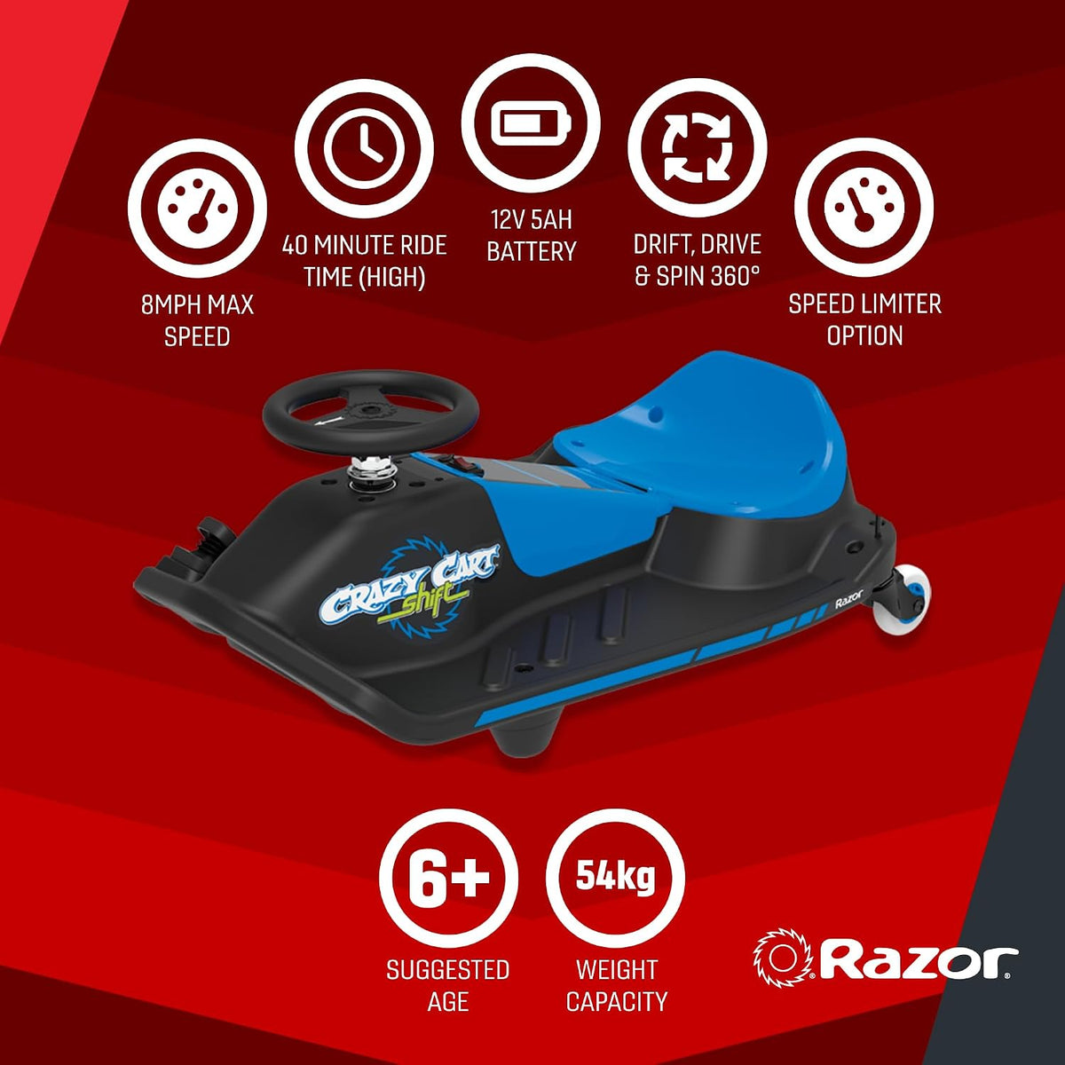 عربة Razor Crazy Cart Shift 2.0 زرقاء 25173840 — image 6