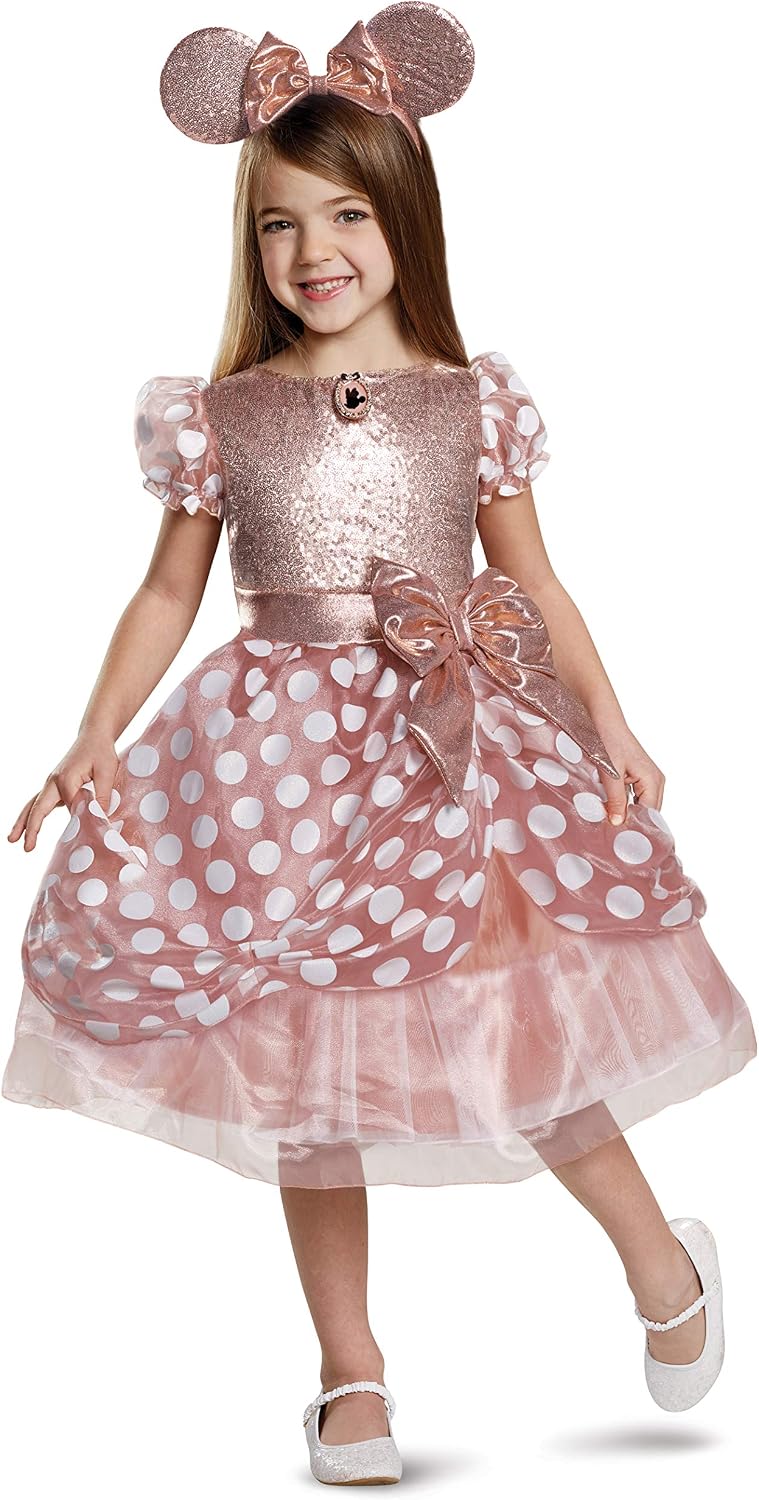 Rose Gold Minnie Deluxe Child Girl Costume, Medium (7-8)