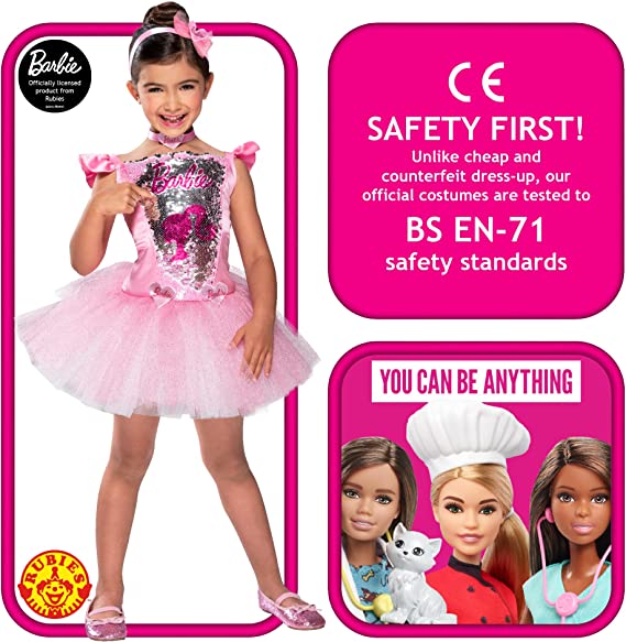 Rubies Barbie Ballerina Costume Medium 7 - 8 702186 - M - Colorland Toys